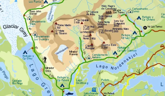 Map — Torres del Paine — 2 October 2007